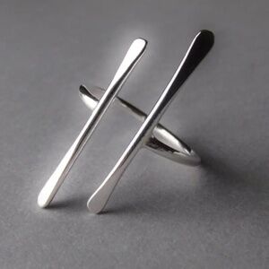 Double Bar Ring: Long Parallel Bar Design